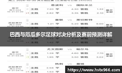 巴西与厄瓜多尔足球对决分析及赛前预测详解
